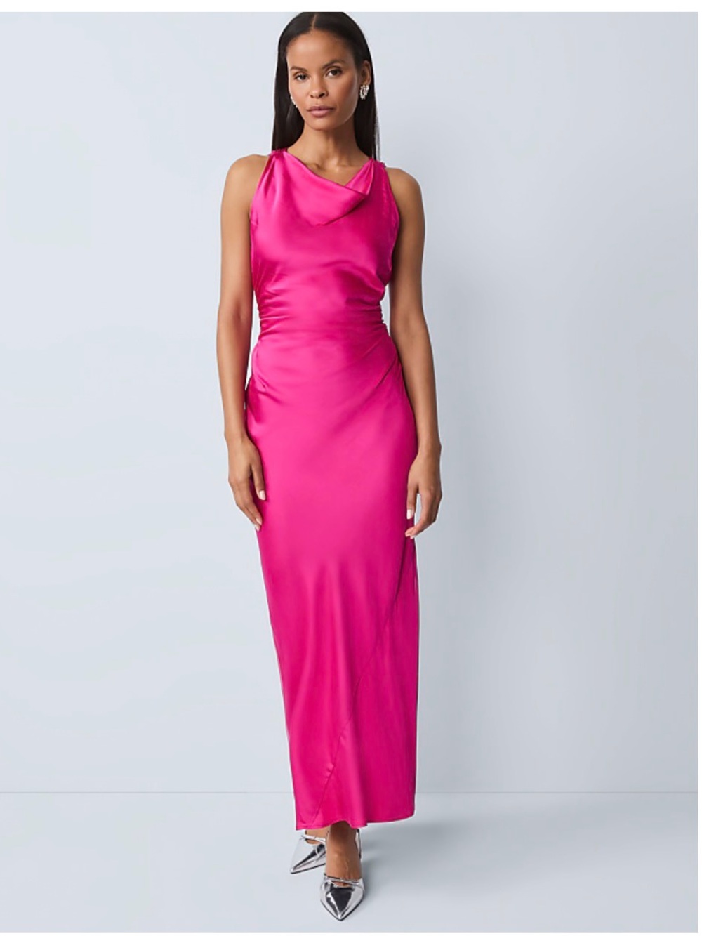 Ann Taylor Hot Pink Sleeveless Maxi Dress - Elegant Evening Wear - size 10